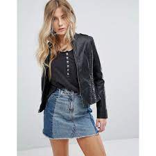 Hollister Faux Leather Biker Jacket 60 Liked On Polyvore Featuring Outerwear Jackets Faux Leather Biker Jacket Vegan Biker Jacket Leather Jackets Women