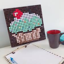 Cupcake Sequin Pixel Art Craft Kit Do It Yourself Wall Art Etsy Art Craft Kit Pixel Art Etsy Wall Art