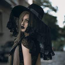New Dark Gothic Vintage Lace Veil Hats Fedoras Sunshade Party Hat Female Women Wave Wide Brimmed Woolen Caps Night Club Cosplay Aliexpress