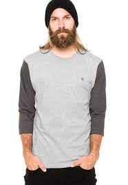 Camiseta Volcom Solid Heather 3 4 Raglan Cinza Compre Agora Dafiti Brasil