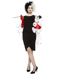 Evil Lady Wig Christmas Party Costume Halloween Outfits For Kids Cruella Deville Costume