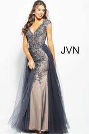 Check Out The Deal On Jvn Prom Jvn60967 Beaded Gown With Overskirt At French Novelty Prom Dresses Jovani Gowns Shrug For Dresses