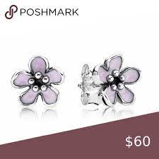 Pandora Pink Cherry Blossom Flower Stud Earrings In 2020 Pandora Pink Flower Earrings Studs Flower Studs