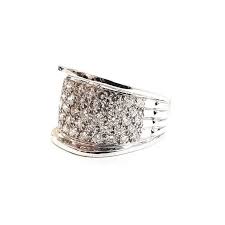 Gem avenue 18k gold layered cubic zirconia 8mm wide ring. 14k White Gold Layered Pave Diamond Ring Perlina Jewelers