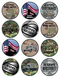 Army Printable Cupcake Toppers Instant Download Party Supply Digital File Military Birthday Party In 2021 Cupcake Toppers Printable Military Birthday Military Birthday Card