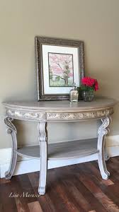 Half Moon Sofa Entry Table Refinished In Ascp Cocoa And Details Completed In A Custom Mix Of C Accent Table Decor Foyer Furniture Annie Sloan Painted Furniture