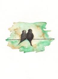 Two Birds On A Wire Painting Keep Calm And Bird Art Watercolor Bird Watercolor Paintings