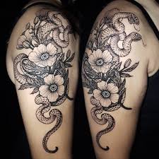 Two Headed Snake Thigh Tattoos Women Sleeve Tattoos For Women Tattoos For Women Half Sleeve