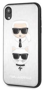 Karl Lagerfeld ovitek Karl and Choupette Silver Hard Case KLHCI61KICKCSSI  za iPhone XR