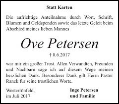 Traueranzeigen von Ove Petersen