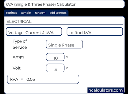 Kva Single And Three Phase Calculator