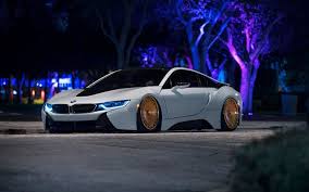 Wallpaper Bmw I8 Custom Golden Alloy Wheels White Sports Car Bmw Bmw I8 Bmw I