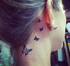 Butterflies Behind Ear Tattoos Butterfly Neck Tattoo Best Neck Tattoos