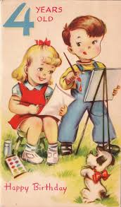 Birthday Card For 4 Year Old Boy 4 Years Old Vintage Birthday Card 3 Vintage Birthday Cards Vintage Birthday Vintage Greeting Cards