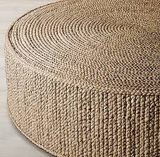 These textured abaca fibers (similar to hemp) have a neutral brown color and are woven in concentric circles. Venua Seagrass Round Coffee Table Round Ottoman Coffee Table Custom Size Rugs Round Coffee Table
