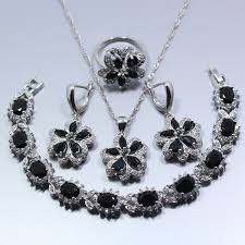 black zircon flower women jewelry