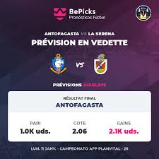Head to head statistics and prediction, goals, past matches, actual form for primera division. Pronostic Aguila76 Pour Antofagasta Vs La Serena