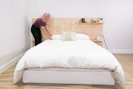 Plywood, 2x4's, and wood rounds make up this headboard. Pin On Home Decor Inpiration 2020