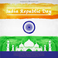 India Republic Day Flag Watercolor Background Vector Free