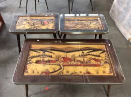 How to order a cup of joe in german. Unique Mid Century Dbgm Hand Carved Colored German Coffee Table End Table Set Online Auctions Proxibid