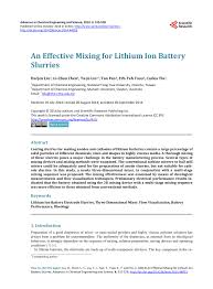 An Effective Mixing For Lithium Ion Battery Slurries Pages 1
