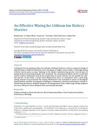 an effective mixing for lithium ion battery slurries pages 1