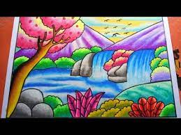 Mewarnai gradasi dengan crayon pemandangan alam rumah dan air terjun drawing scenery of house youtube seni krayon gambar pastel krayon. Cara Mewarnai Gambar Pemandangan Dengan Crayon Gambar Mewarnai Hd