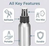 3 Pcs Aluminum Water Bottles Fine Mist Spray Bottle with Black Pump Sprayer  Empty Sample Atomizer Containers for Essential Oils Perfume Aromatherapy ...
