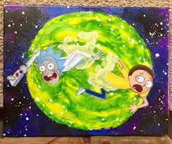 Rick And Morty Portal Art Melted Crayons And Paint Painting Diy Canvas Art Portal Art