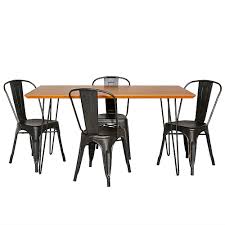 The clear glass top lets your show off your favorite books, magazines and knickknacks. Walker Edison Mid Century Modern 5 Piece Dining Table Set Walnut Black Bb60hpmcwt 5 Best Buy