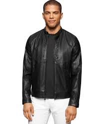 Calvin Klein Perforated Faux Leather Jacket Coats Jackets Men Macy S Leather Jacket Leather Jeans Men Faux Leather Jackets