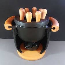 Bodum Vintage Forged Iron And Wood Fondue Set Digsmed Nissen Design Denmark Theosvintagefinds Homewares Dansk Fondueset Bodum Digsmed Nissen Fondue