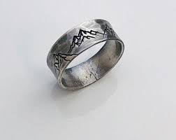 Silver mountain couple ring for men and women. Mens Silver Ring Etsy