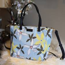 Discover our collection of tote bags for women in leather and jacquard designs. Kate Spade Classic Medium Dawn Satchel Two Zip And Tab Closure Nylon Bag Light Blue Floral Print Women S Tote Bag With Sling Lazada Ph