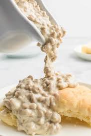 Image result for sausage gravy biscuits