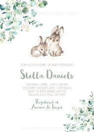 Spring Baby Shower Invitation Instant Download Bunny Gender Neutral Greenery Invite Boy Editable Template Templett Bunny Baby Shower Invites Spring Baby Shower Invitations Spring Baby Shower