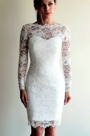 Long Lace Knee Length Wedding Dress With Bateau Neckline Short Lace Wedding Dress Short Wedding Dress Lace Dress Design