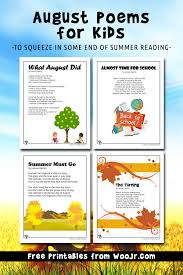 Skills include:making ten, ten frames, number bonds, tally marks, base ten, ending sounds, cvc words, sigh. August Poems For Kids Woo Jr Kids Activities