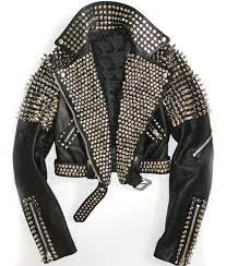 Handmade Women Black Leather Rock Women Steam Punk Style Etsy Studded Leather Jacket Black Studded Leather Jacket Black Leather Biker Jacket