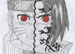 Image Result For Half Face Anime Drawing Naruto Drawings Anime Drawings Sasuke Drawing
