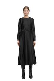 Long Sleeved Satin Dress Black Dresses Arket Gb Cupro Dress Satin Shirt Dress China Women Dress