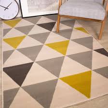 Mix and match our exclusive range of cushion covers and filled cushions. Milan Ochre Mustard Yellow Grey Beige Harlequin Triangles Traditional Living Room Rug 80cm X 150cm Amazon Co Uk Kitchen Home