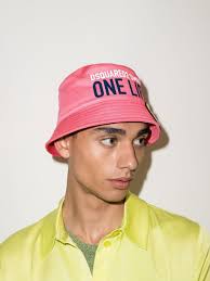 Dsquared2 Pink One Life Smiley Organic Cotton Bucket Hat