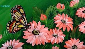 Butterfly and flower drawing simple. How To Paint Flowers And Butterfly