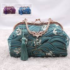 手作りバッグ パーティーバッグ 結婚式バッグ 手持ちショルダー クラッチバッグ チェーンバッグ 宴会 パーティー 二次会 女子会レトロ チャイナドレス チャイナ風服 グリーン ブルー パープル バッグ パーティーバッグ パープル