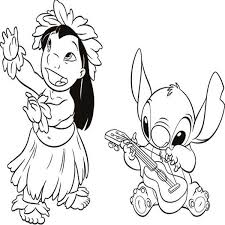 Stitch Playing Guitar While Lilo Dance In Lilo Stitch Coloring Page Download Print Online Colo In 2020 Stitch Coloring Pages Dance Coloring Pages Lilo And Stitch