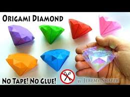 how to make an origami diamond no tape no glue no scissors youtube origami diamond origami easy origami