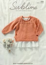 Knitting Pattern Sublime 6169 Baby Cashmere Merino Silk Dk Childs Sweater