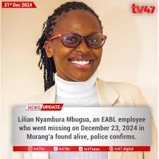 Lilian Nyambura Mbugua, an EABL employee who went missing
