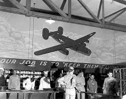 The Mess Hall Which Doubled As The Theatre At Willow Run 1943 Ypsilanti Michigan Nose Art Wwii Bomber